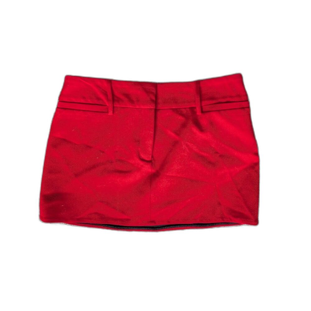 Zara Bright Red Retro Y2K Style Mini Skirt w/ Pockets Sz M